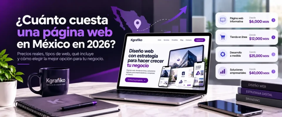 Cuánto cuesta una página web en México en 2026, precios de diseño web y servicios de Kgrafiko.