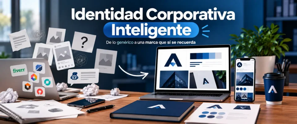 Identidad corporativa inteligente con diseño de marca coherente, logotipo y aplicaciones digitales.